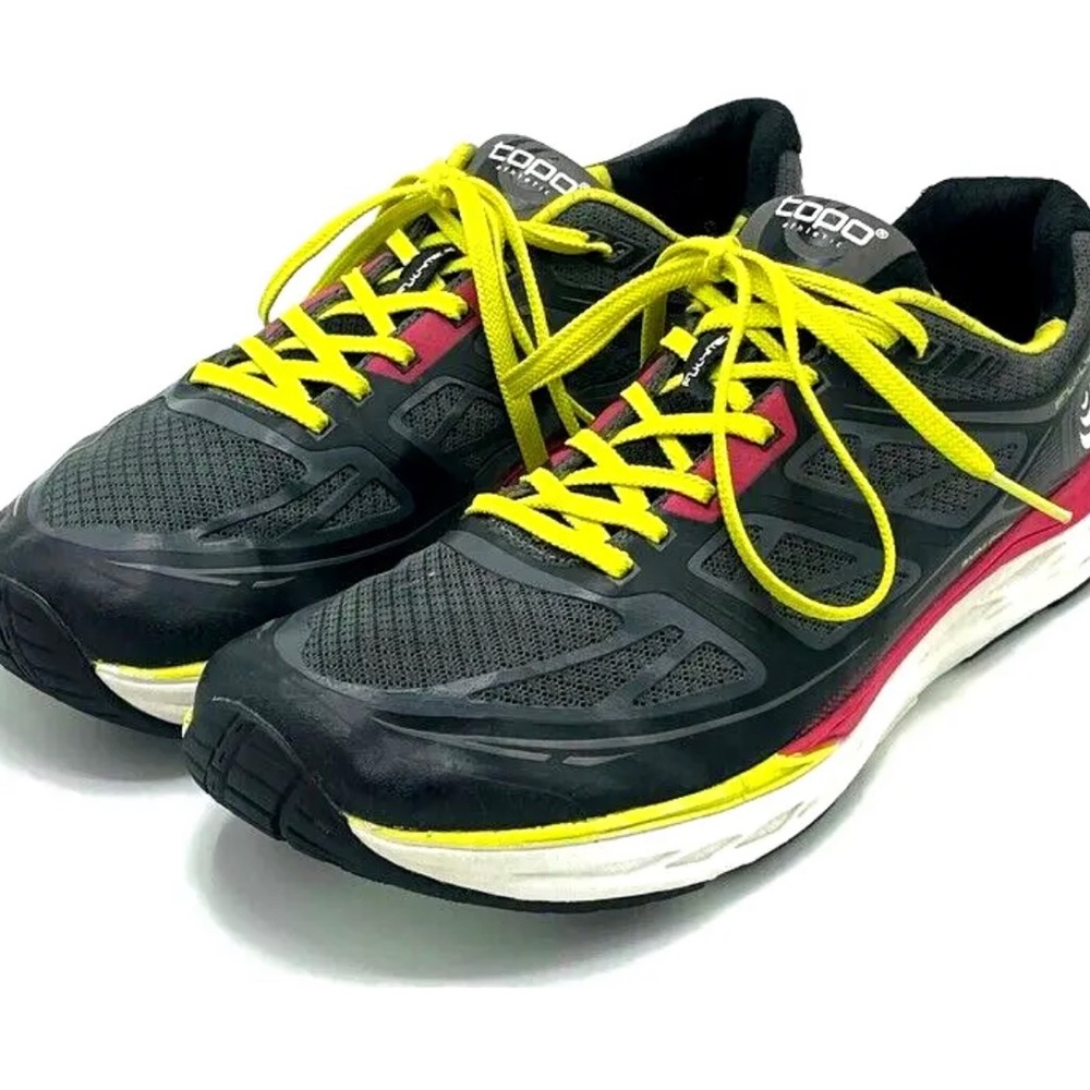 TOPO Athletic Womens Fli Lyte 2 Black Pink Yellow Running Shoes Sneakers Size 10